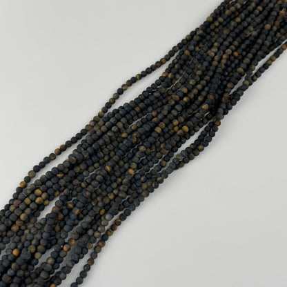 Tiger's Eye Blue Frosted Round Beads (A Quality)
