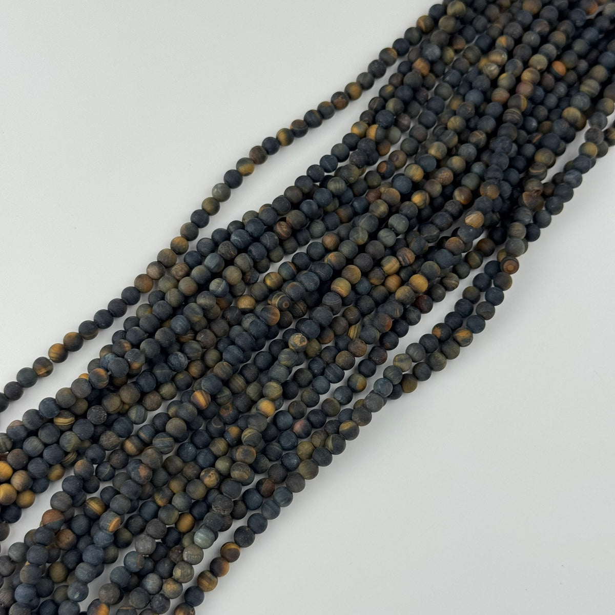 Tiger's Eye Blue Frosted Round Beads (A Quality)