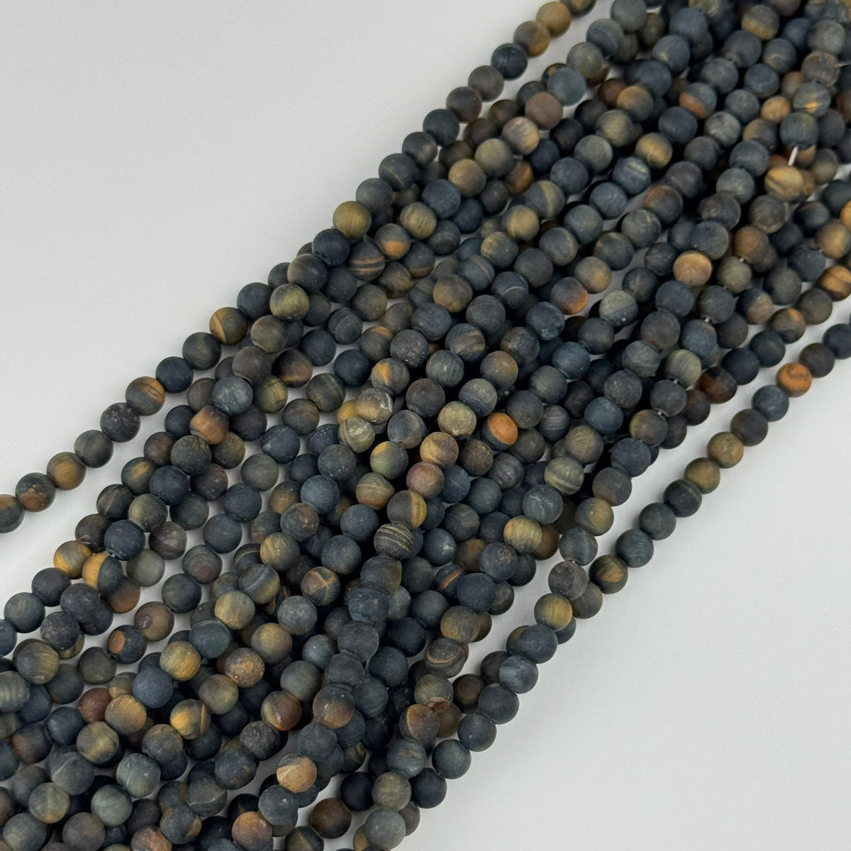 Tiger's Eye Blue Frosted Round Beads (A Quality)