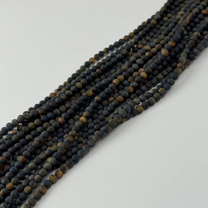 Tiger's Eye Blue Frosted Round Beads (A Quality)