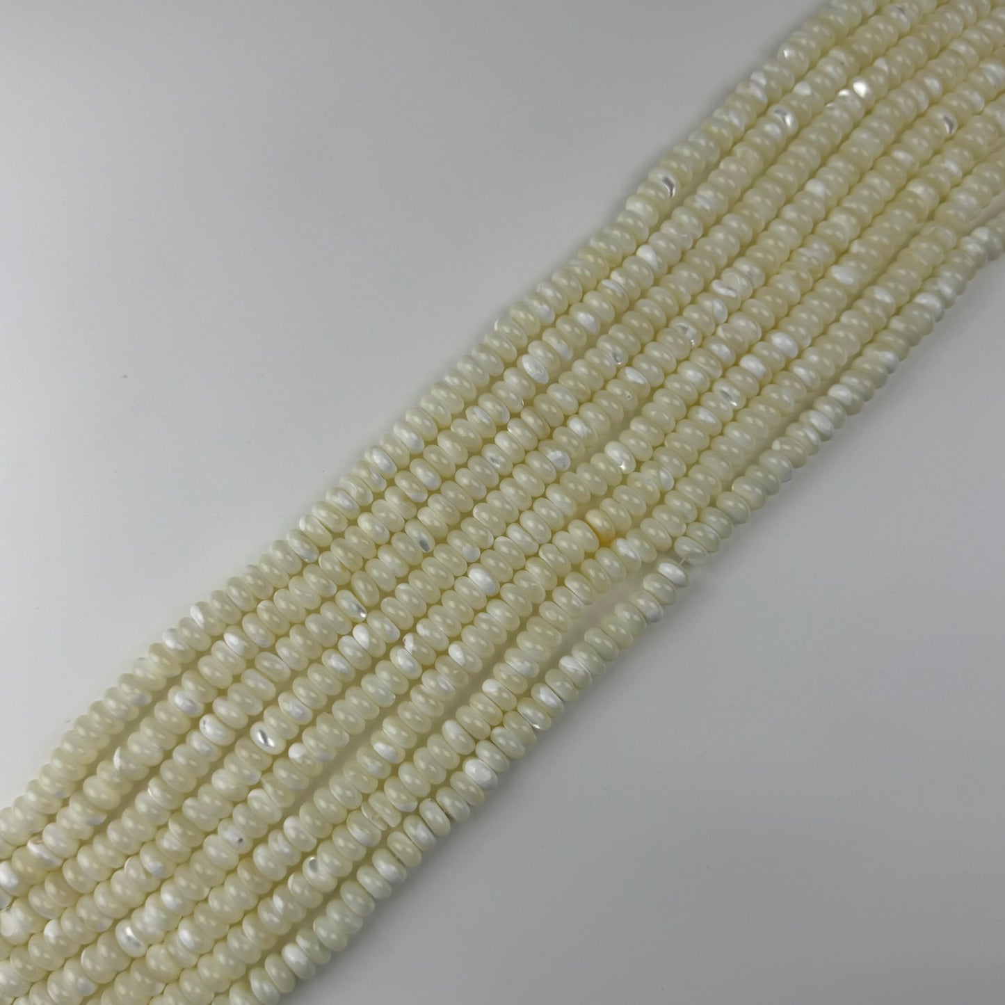 White Mother Of Pearl Polished Rondelle Beads