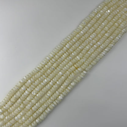 White Mother Of Pearl Polished Rondelle Beads
