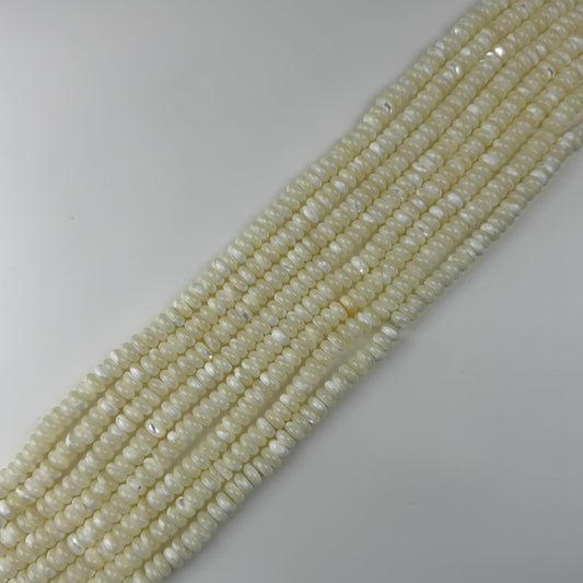 White Mother Of Pearl Polished Rondelle Beads