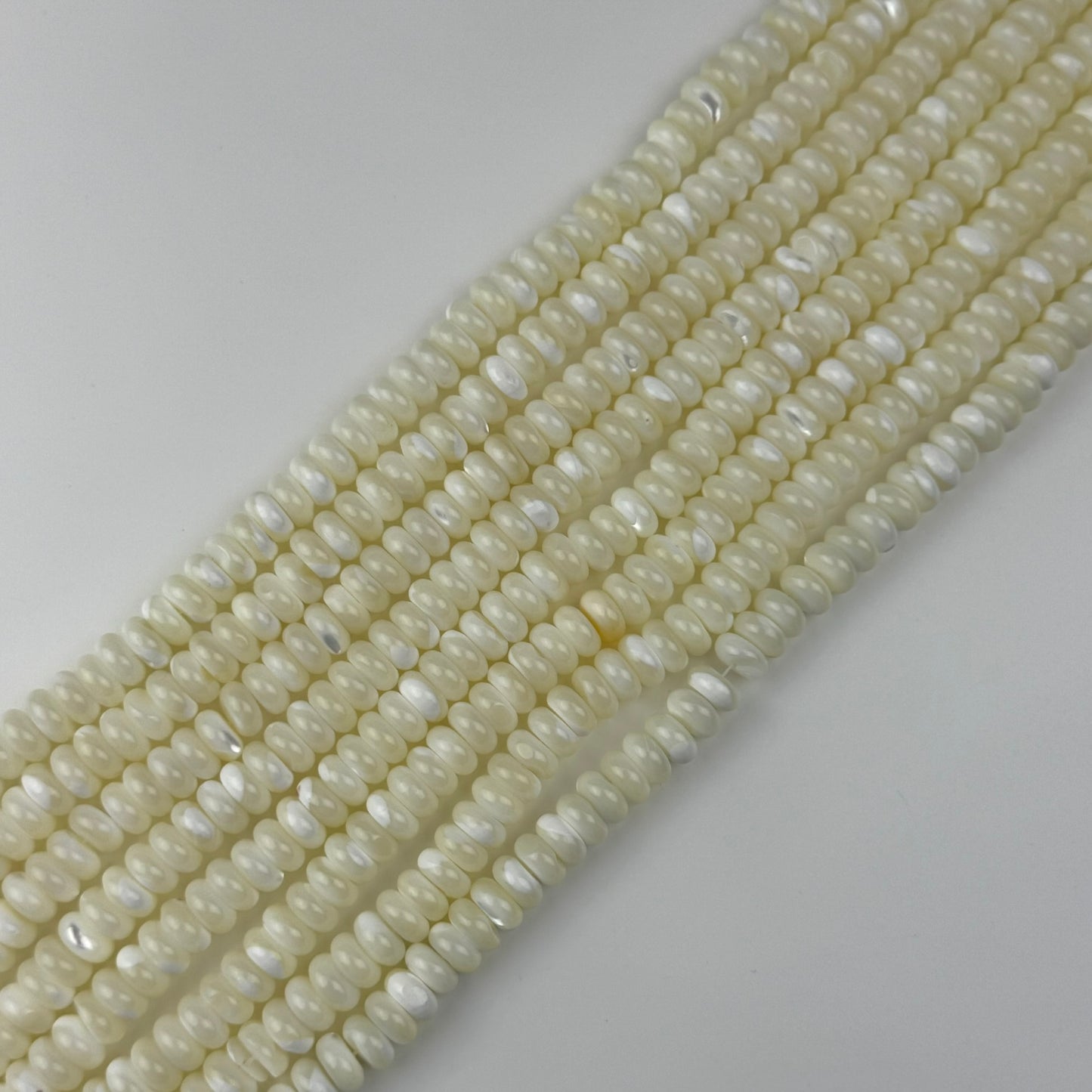 White Mother Of Pearl Polished Rondelle Beads