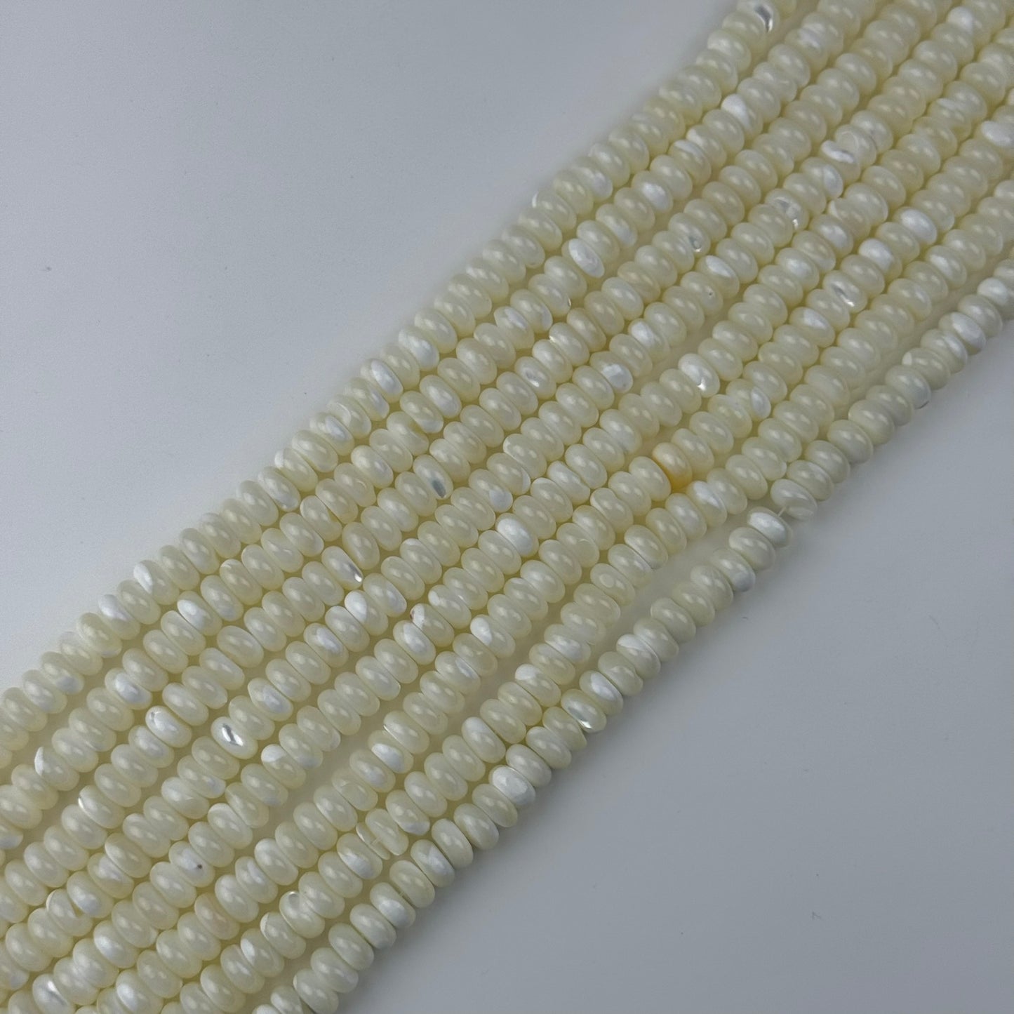 White Mother Of Pearl Polished Rondelle Beads