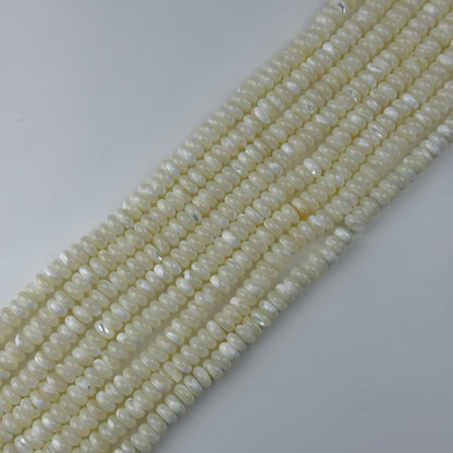 White Mother Of Pearl Polished Rondelle Beads