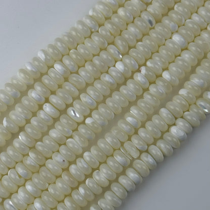 White Mother Of Pearl Polished Rondelle Beads