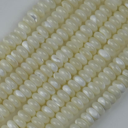 White Mother Of Pearl Polished Rondelle Beads