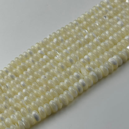 White Mother Of Pearl Polished Rondelle Beads