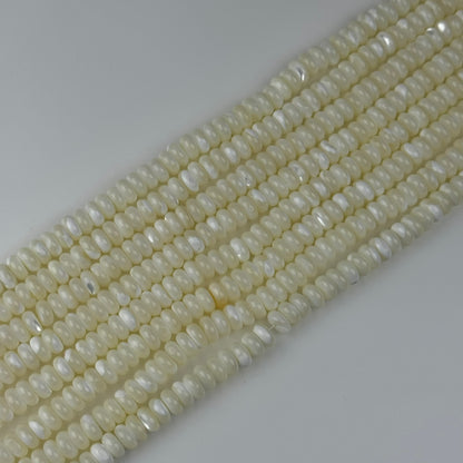 White Mother Of Pearl Polished Rondelle Beads