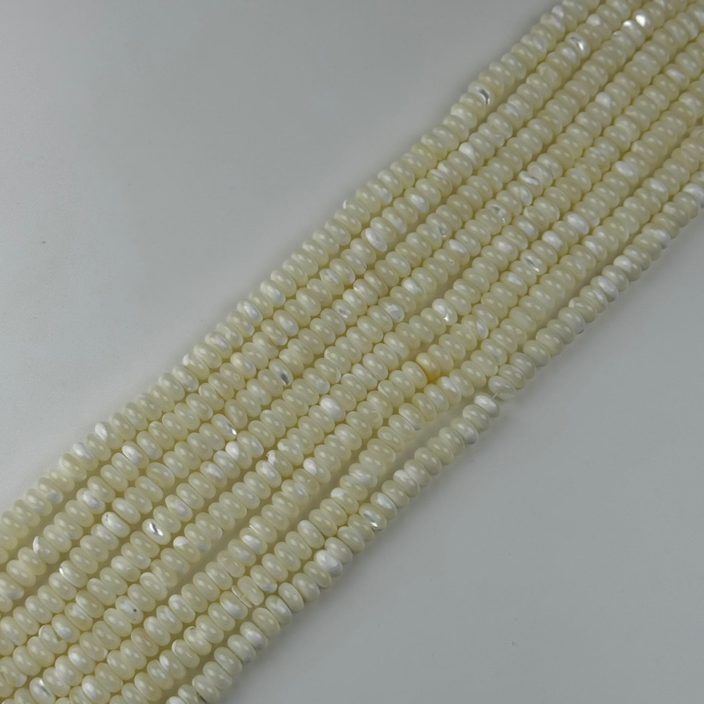White Mother Of Pearl Polished Rondelle Beads