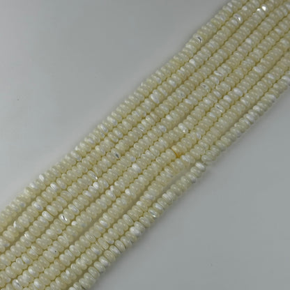 White Mother Of Pearl Polished Rondelle Beads