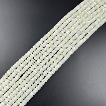White Mother Of Pearl Polished Rondelle Beads