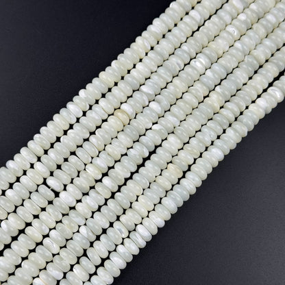White Mother Of Pearl Polished Rondelle Beads