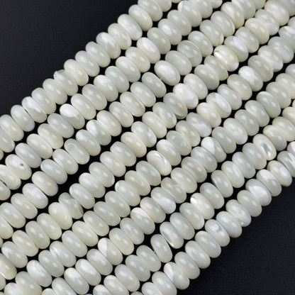 White Mother Of Pearl Polished Rondelle Beads