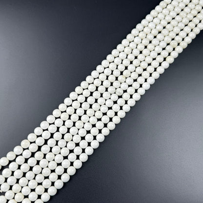 White Shell Mother Of Pearl Polished Round Beads