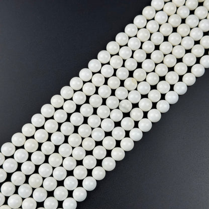 White Shell Mother Of Pearl Polished Round Beads