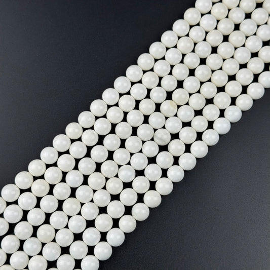 White Shell Mother Of Pearl Polished Round Beads