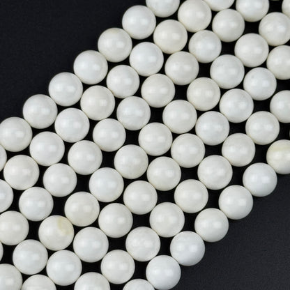 White Shell Mother Of Pearl Polished Round Beads