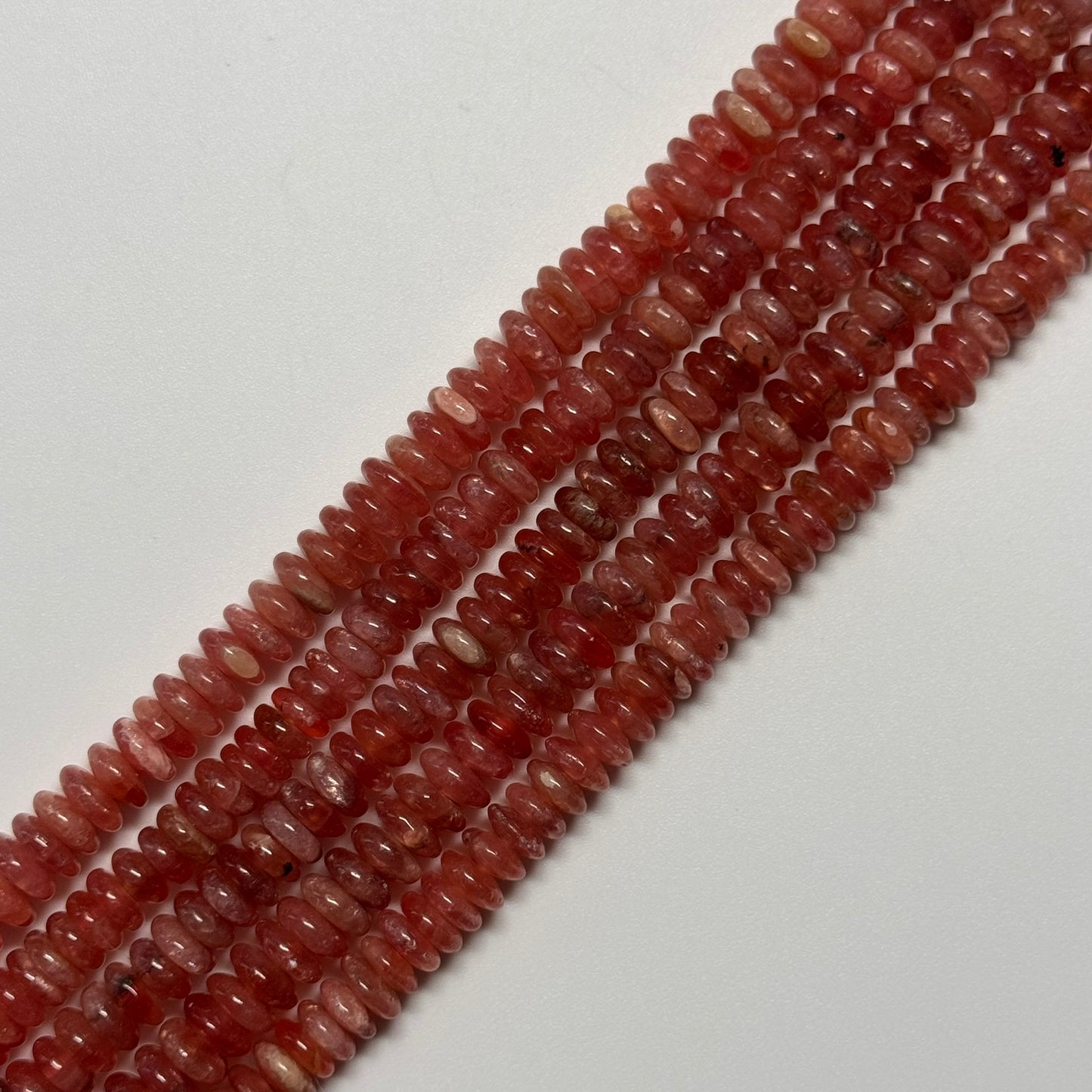 Rhodochrosite Polished Rondelle Gemstone Beads