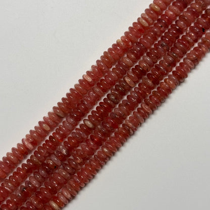 Rhodochrosite Polished Rondelle Gemstone Beads