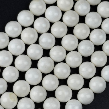 White Shell Mother Of Pearl Polished Round Beads