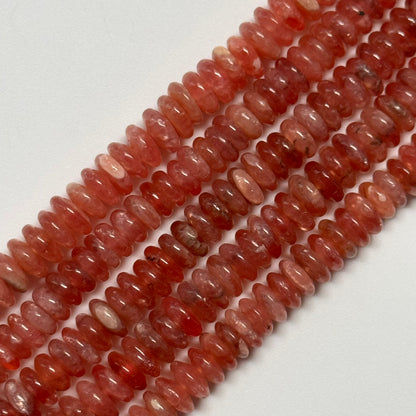 Rhodochrosite Polished Rondelle Gemstone Beads