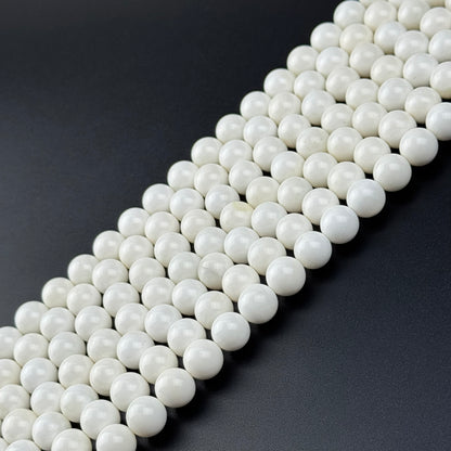 White Shell Mother Of Pearl Polished Round Beads