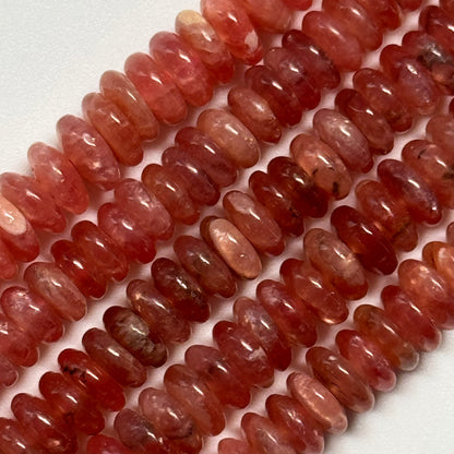 Rhodochrosite Polished Rondelle Gemstone Beads