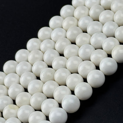 White Shell Mother Of Pearl Polished Round Beads