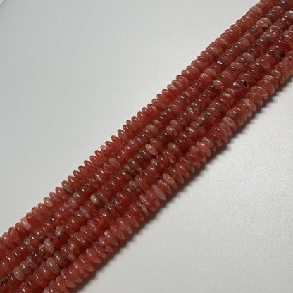 Rhodochrosite Polished Rondelle Gemstone Beads