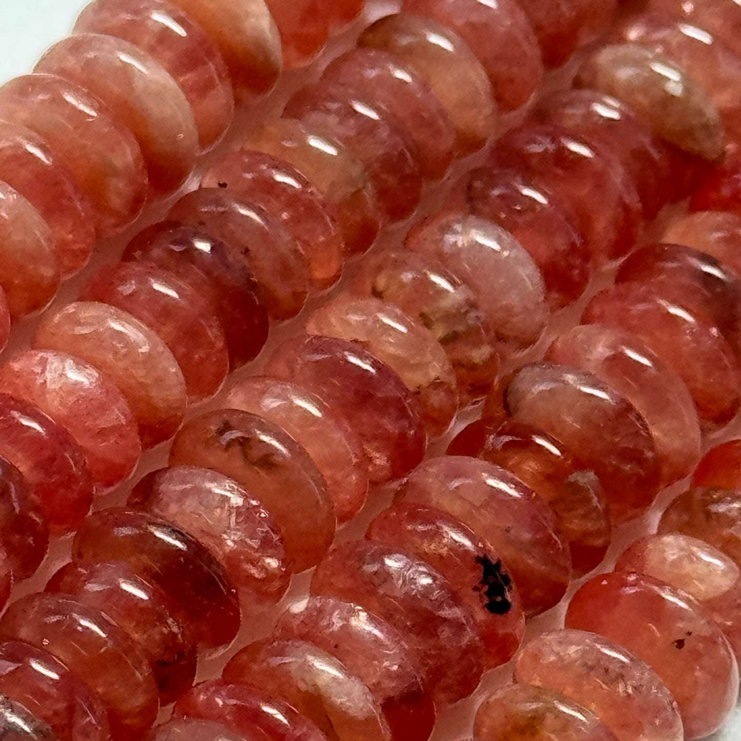 Rhodochrosite Polished Rondelle Gemstone Beads