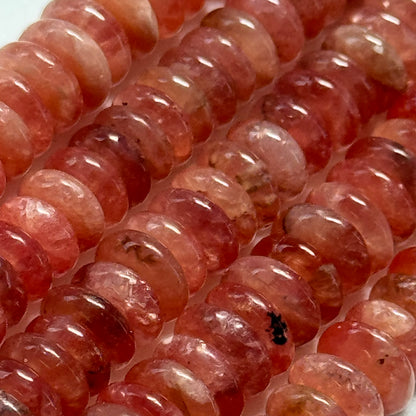 Rhodochrosite Polished Rondelle Gemstone Beads