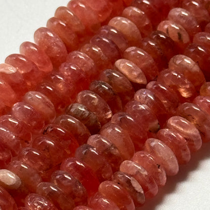 Rhodochrosite Polished Rondelle Gemstone Beads