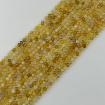 Yellow Opal Faceted Round Beads
