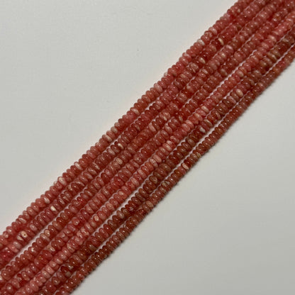 Rhodochrosite Polished Rondelle Gemstone Beads
