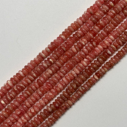 Rhodochrosite Polished Rondelle Gemstone Beads