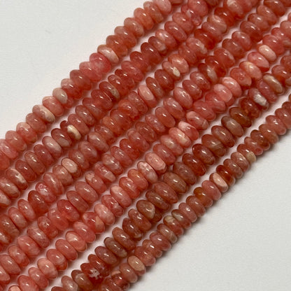 Rhodochrosite Polished Rondelle Gemstone Beads