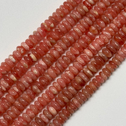 Rhodochrosite Polished Rondelle Gemstone Beads