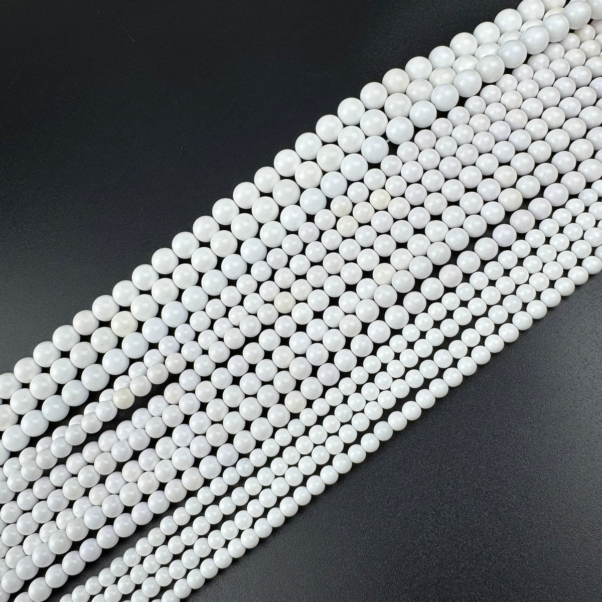 White Agate Polished Round Beads
