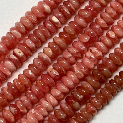 Rhodochrosite Polished Rondelle Gemstone Beads