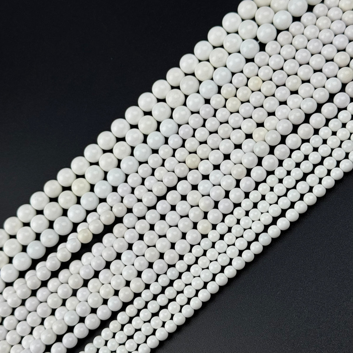 White Agate Polished Round Beads