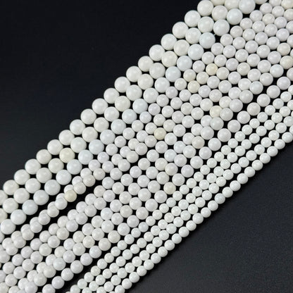 White Agate Polished Round Beads