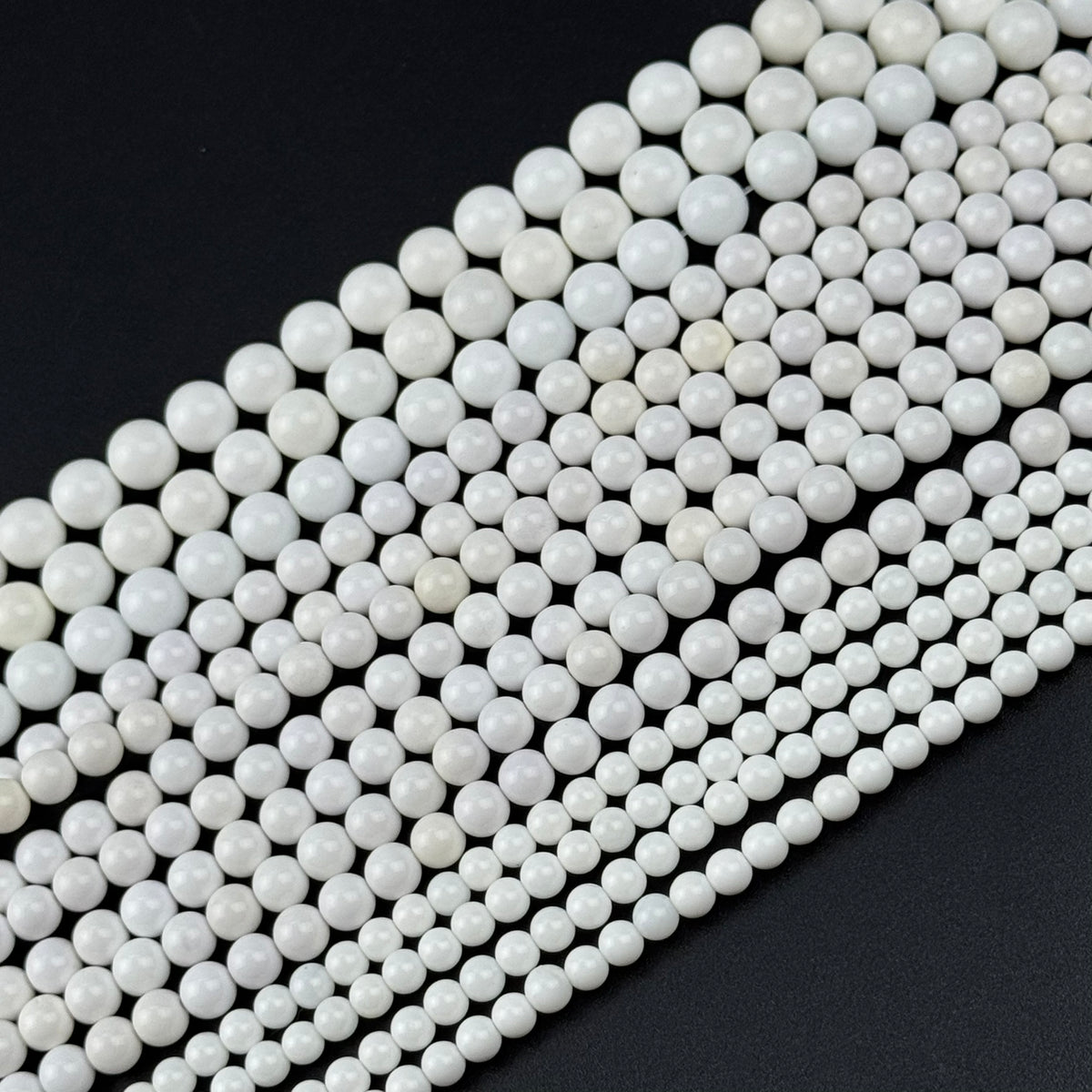 White Agate Polished Round Beads