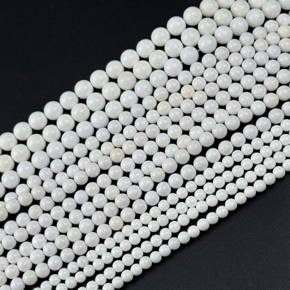 White Agate Polished Round Beads