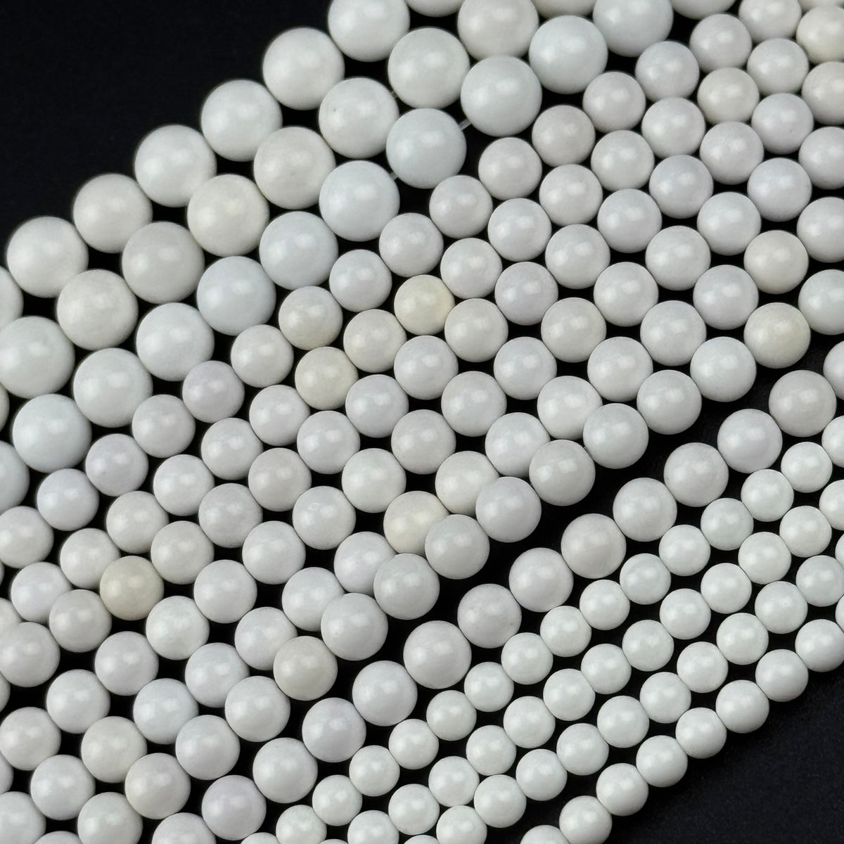 White Agate Polished Round Beads