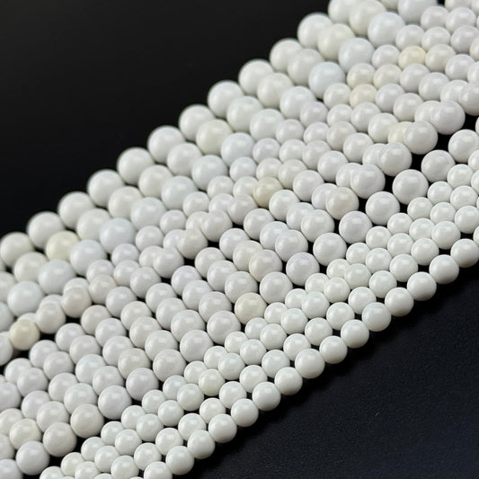 White Agate Polished Round Beads