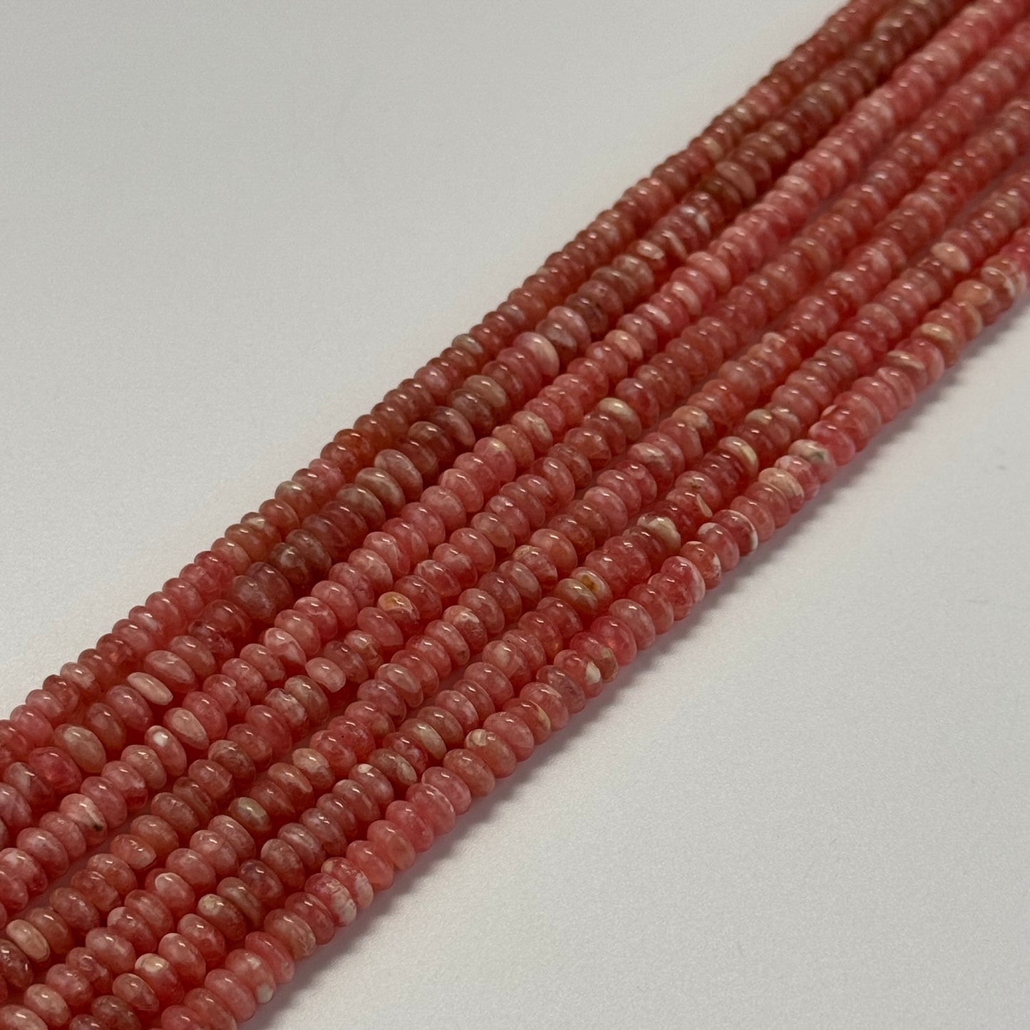 Rhodochrosite Polished Rondelle Gemstone Beads