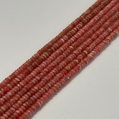 Rhodochrosite Polished Rondelle Gemstone Beads