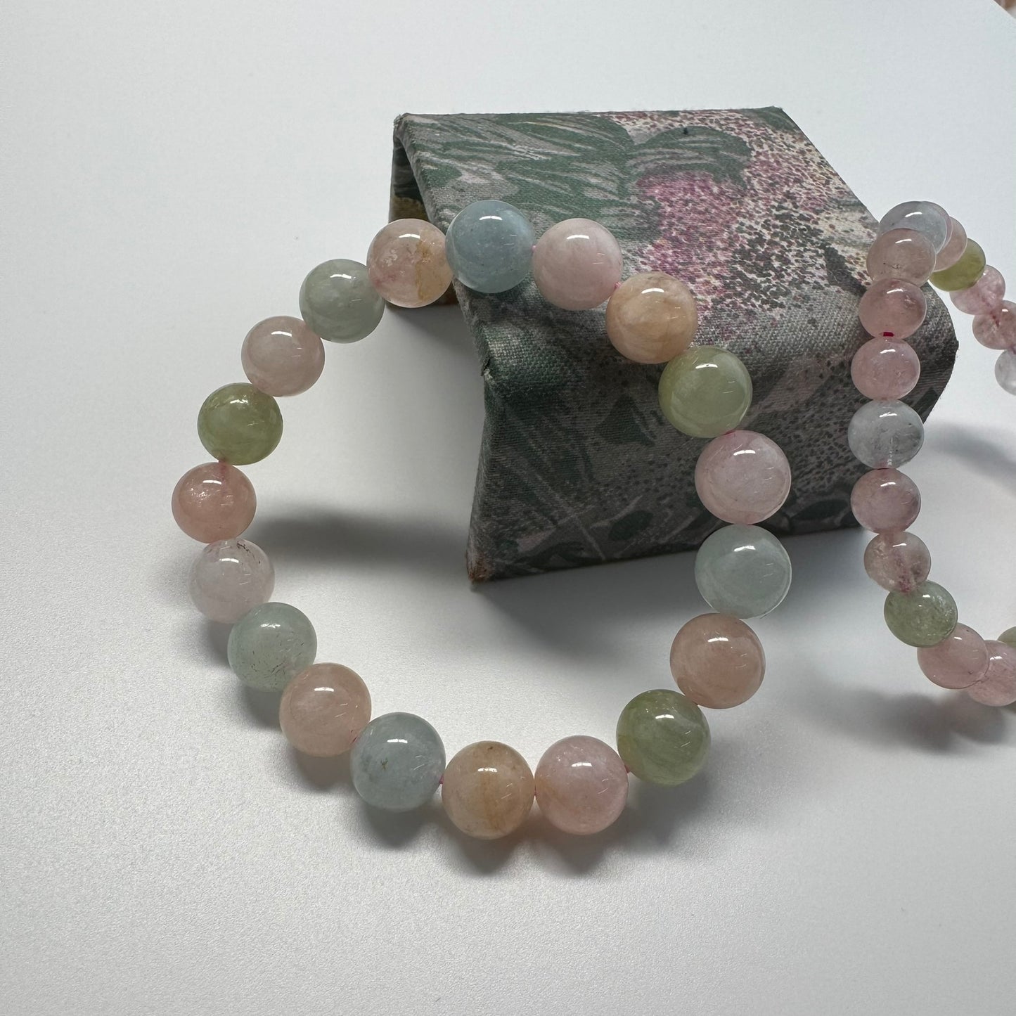 Morganite & Aquamarine Bracelet – Natural Pink & Blue Gemstone Jewelry (AAAA Quality)